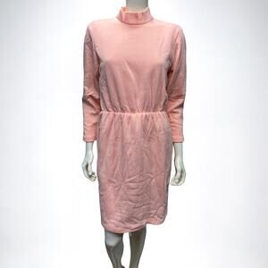 Vintage 1980s Alexia Turtleneck Dress - Blush Pink - Secretary Style - Size 10P